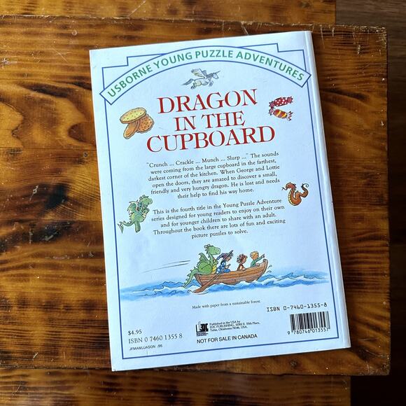 Vintage '96 Usborne Young Puzzle Adventure Dragon In The Cupboard Paperback Book - Picture 7 of 8
